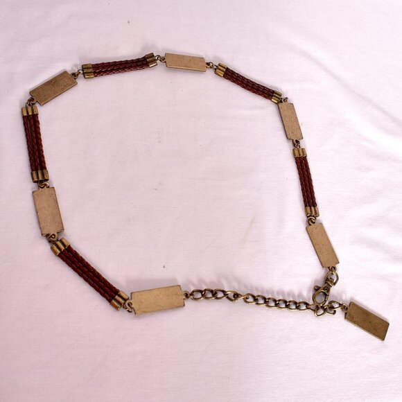 Leather & Metal Chain Link Women's Belt - Picture 1 of 3